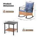 EROMMY 3-Piece Outdoor Bistro Set, Rattan Rocking Chairs with Cushions & Coffee Table-Erommy